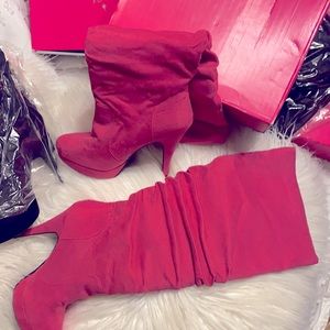 Poshmarkmotivation of Cleaning out closet! Never wore high heels BOOTS!Fuchsia